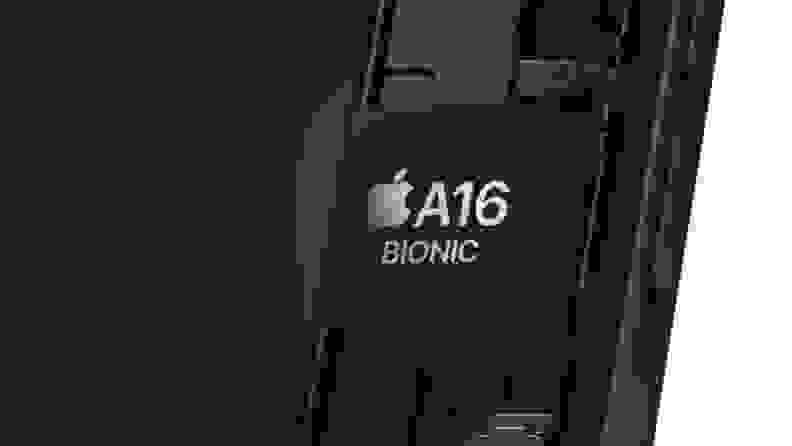 A close-up view of the iPhone chip.