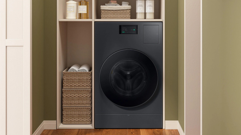 The Samsung WD53DBA900HZ in a laundry nook.